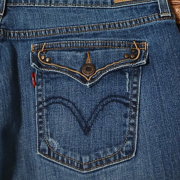 Levis 515 Jeans 16 Long Curvy Boot Cut Western Pockets Mid Rise Blue Denim - Picture 4 of 10